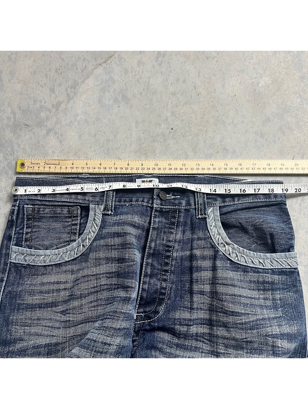 VTG Y2K Antik Denim Studded Jeans Sz. 36 (Fits 38X32) Faded Dark Wash Whisker - Picture 7 of 9